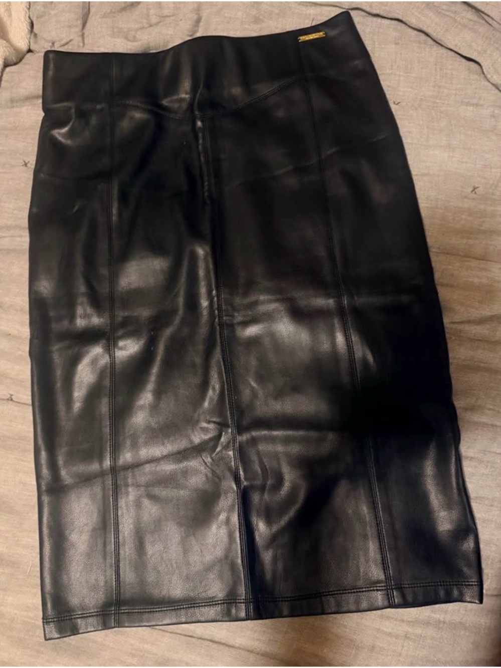 Marc New York Black Leather Pencil Skirt